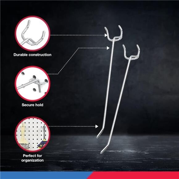 6” Pegboard Hook Organizer Kit,50 Pack,Hanging Hooks Set for Garage Organization - Picture 4 of 6